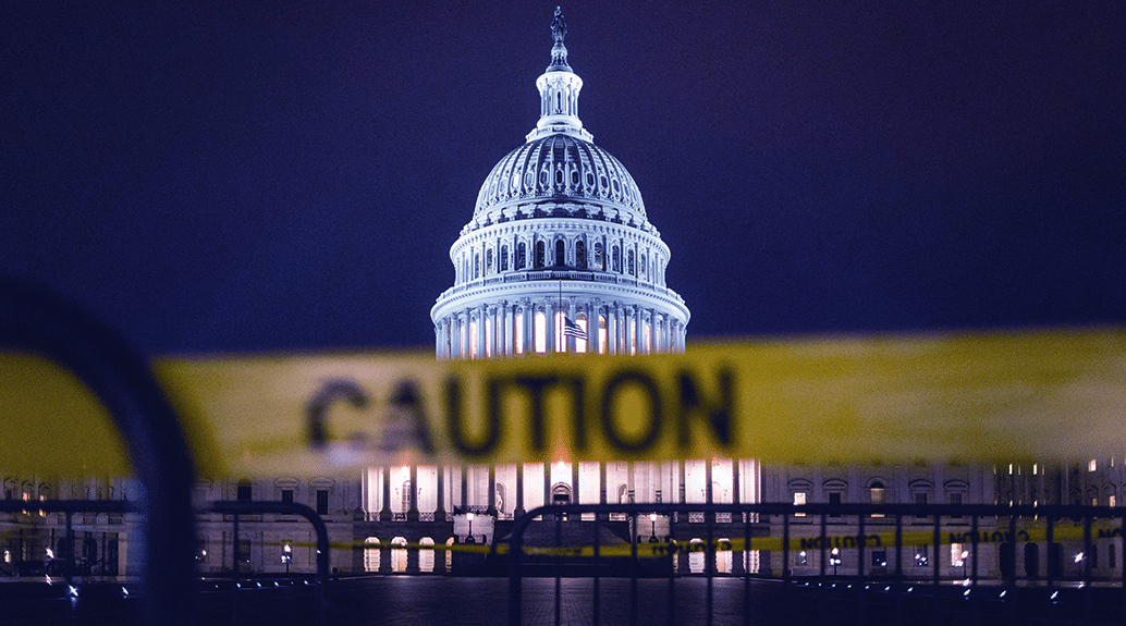 Caution sign for the United States Capitol