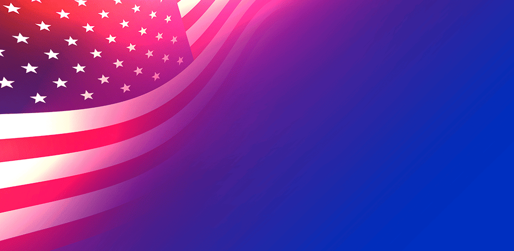 American flag with a gradient background, representing protecting election integrity during the US midterms