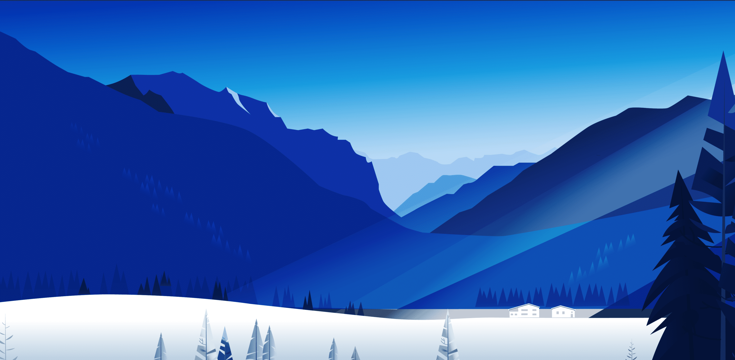 Illustration of snowy mountains and trees representing Davos 2024 event