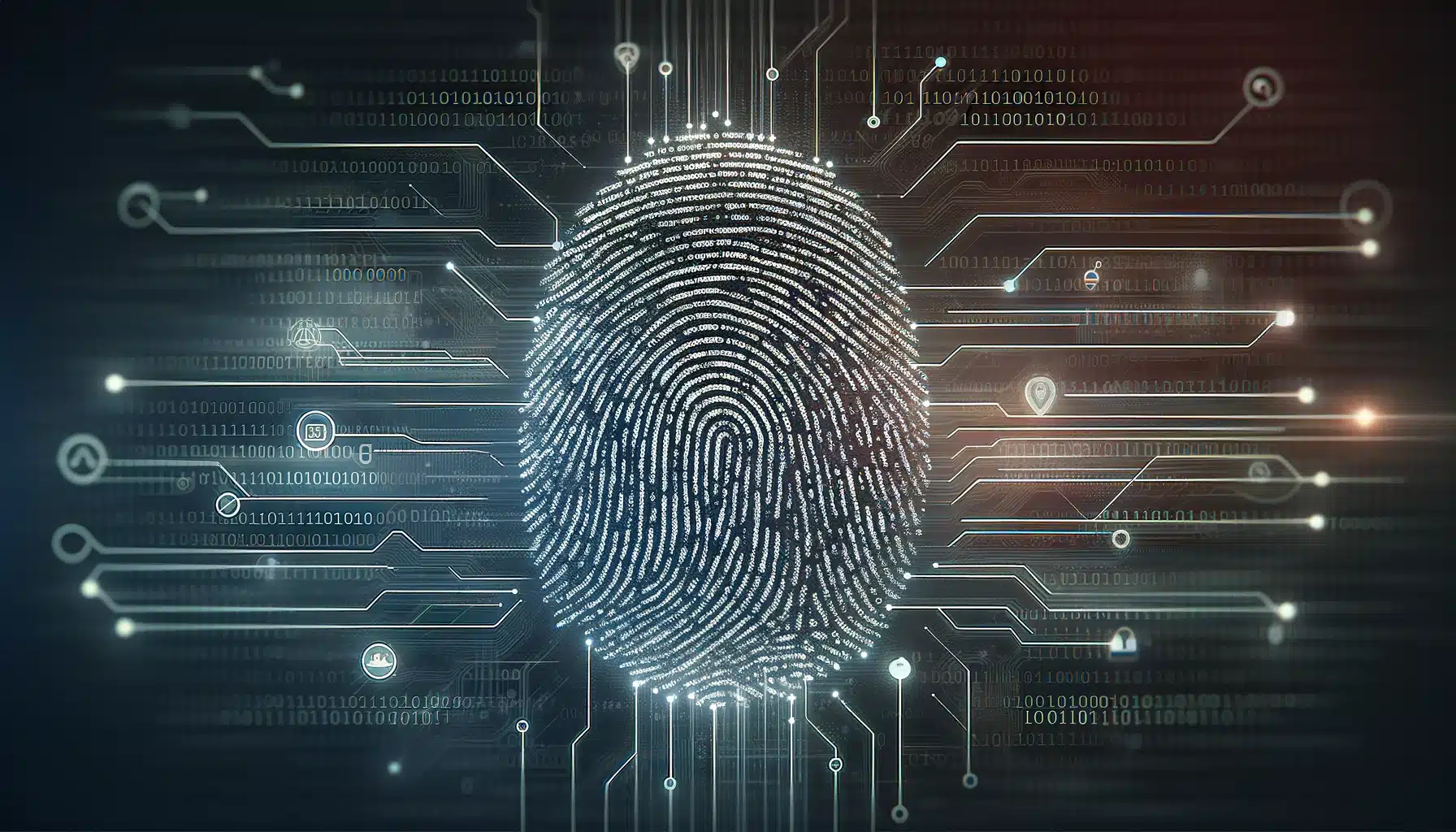 Digital fingerprint with binary code and circuit lines