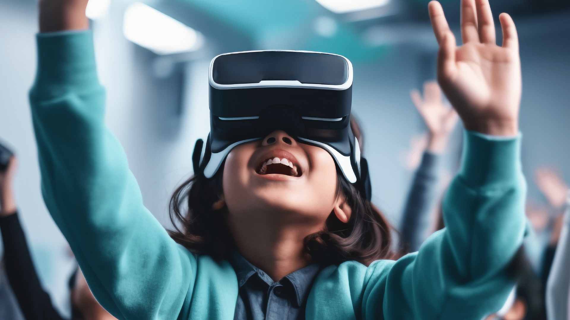 Child enjoying a virtual reality experience